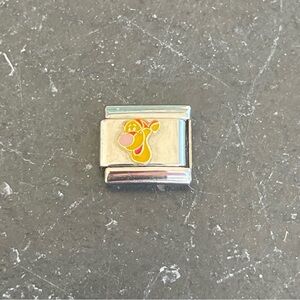 Disney Silver Charm with Yellow and Pink Tigger Face